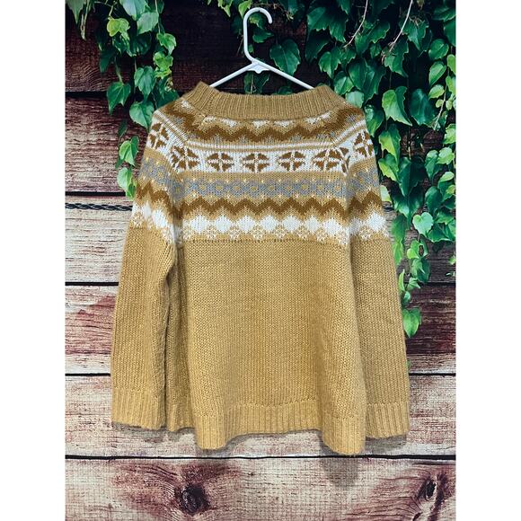 Easel Fair Isle Knit Crewneck Sweater Winter Ski Sweater Camel Women's Large - Picture 6 of 7